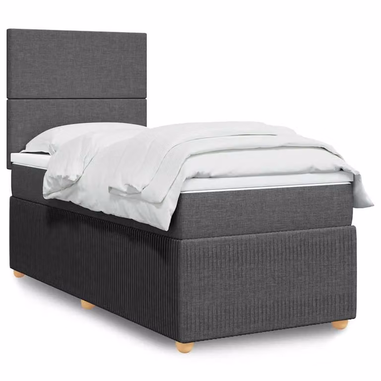 vidaXL Giroletto a Molle Ibrido con Materasso in Tessuto Grigio e Bianco L/P/H: 200 x 90 x 150,5 cm