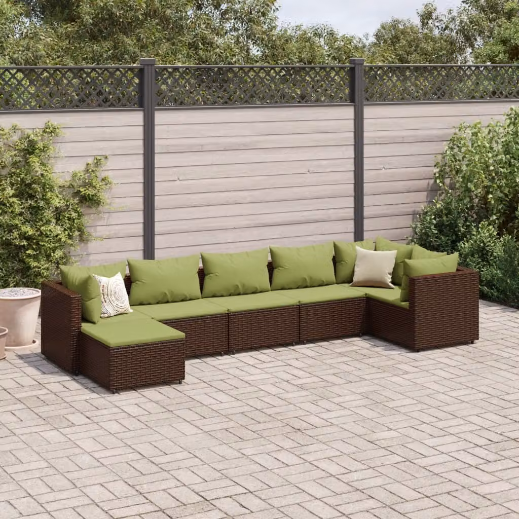 Maison Exclusive - Set da giardino 7 pezzi con cuscini Marrone Poly Rattan
