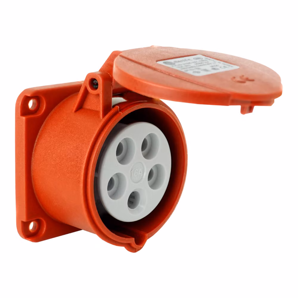 Presa CEE da incasso diritta 400V 32A 5P 75x75 mm