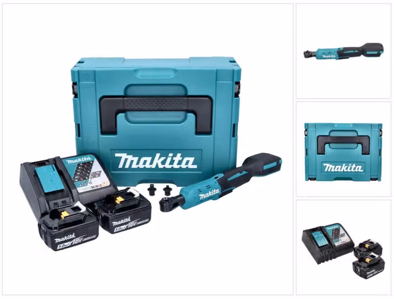 Avvitatore a cricchetto a batteria Makita DWR 180 RTJ 18 V 47,5 Nm 1/4" 3/8" + 2x batteria ricaricabile 5,0 Ah + caricabatterie + Makpac