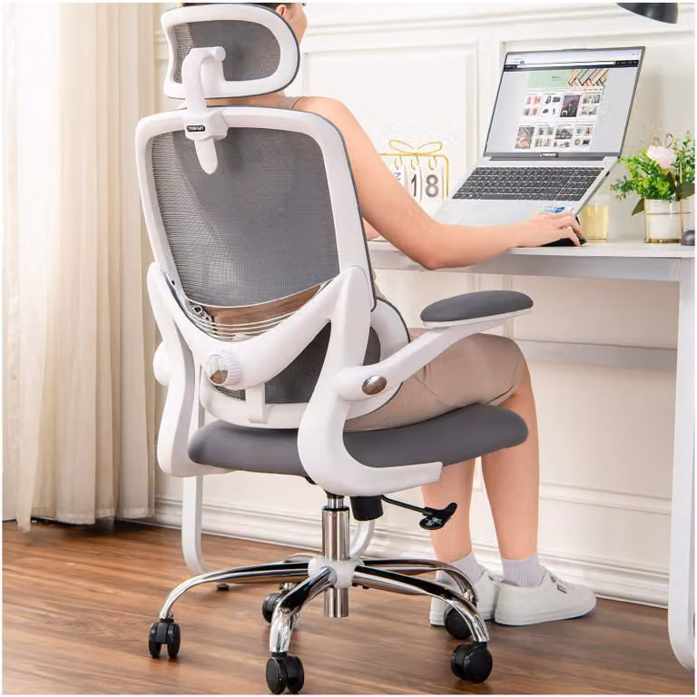 Omgoods - Sedia da ufficio ergonomica con schienale in rete e supporto lombare