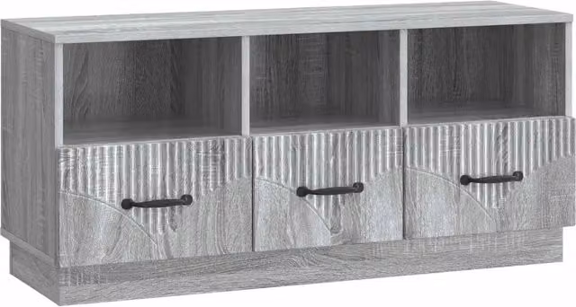 Mobile TV-Credenza Moderno Design In Grigio Sonoma in Legno MDF L: 102 cm, P: 34,5 cm, H: 47 cm