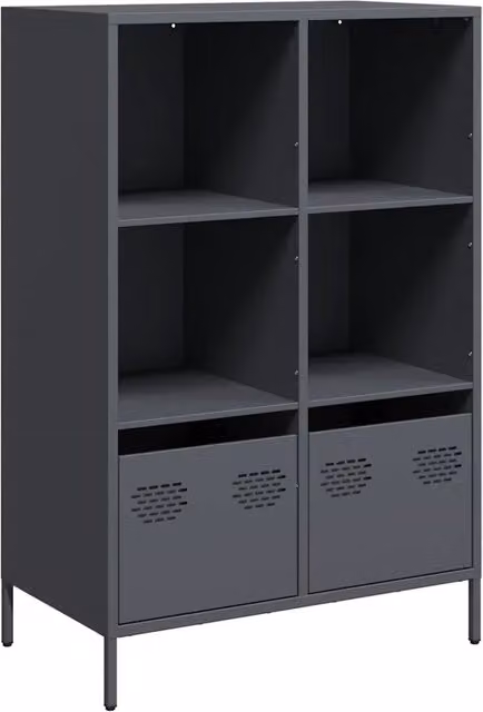 Credenza Buffet Antracite in Acciaio con Finitura Opaca L: 68 cm, P: 39 cm, H: 103,5 cm – 1