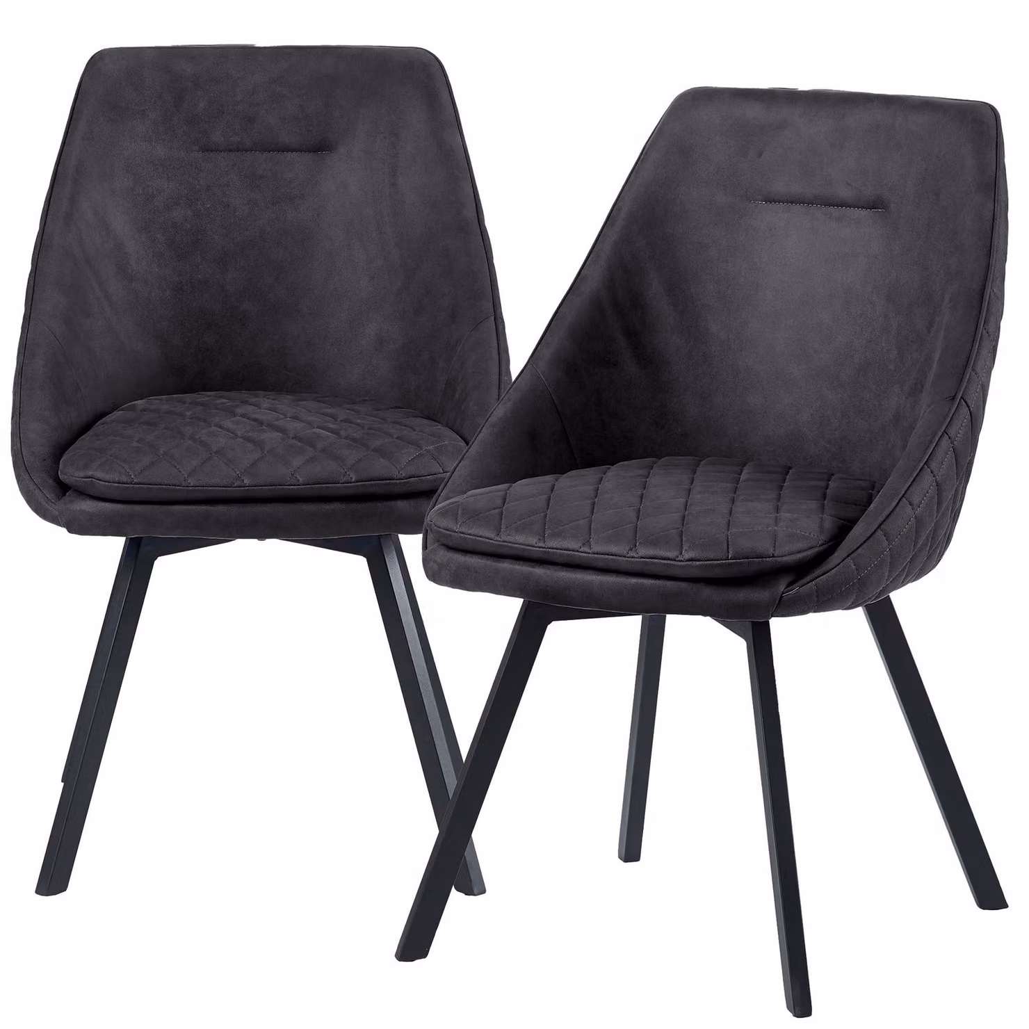 Sedia da pranzo Sedia girevole Sedia da sala da pranzo Sedie di design Rivestimento in Finto cuoio in look antico Sedia da cucina , Colore:Nero;Quantità:2 pezzi.
