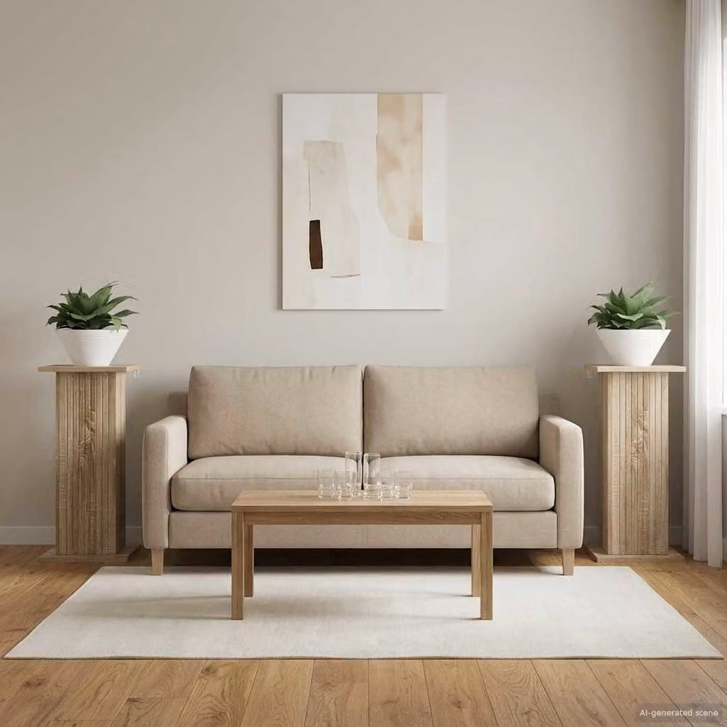 Set di 2 supporti per piante vidaXL in legno color rovere, L 30,5 cm x P 30,0 cm x H 60,5 cm