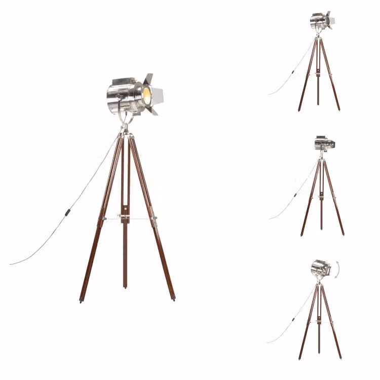 vidaXL Lampada da terra treppiede in legno massiccio di mango 180 cm - Lampade