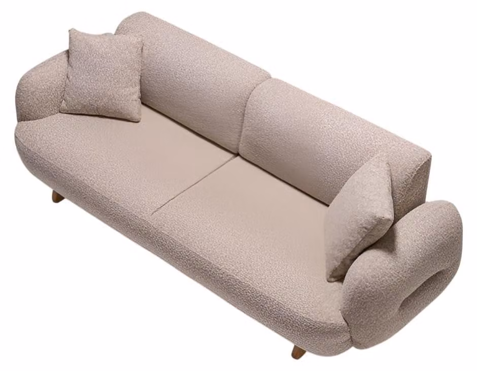 Beiges weiches 3-Sitzer-Sofa Stoffsofa Wohnzimmermöbel Designersofa