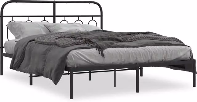 Letto matrimoniale con testiera in metallo nero L/P/H: 140 x 190 x 146 cm – 1