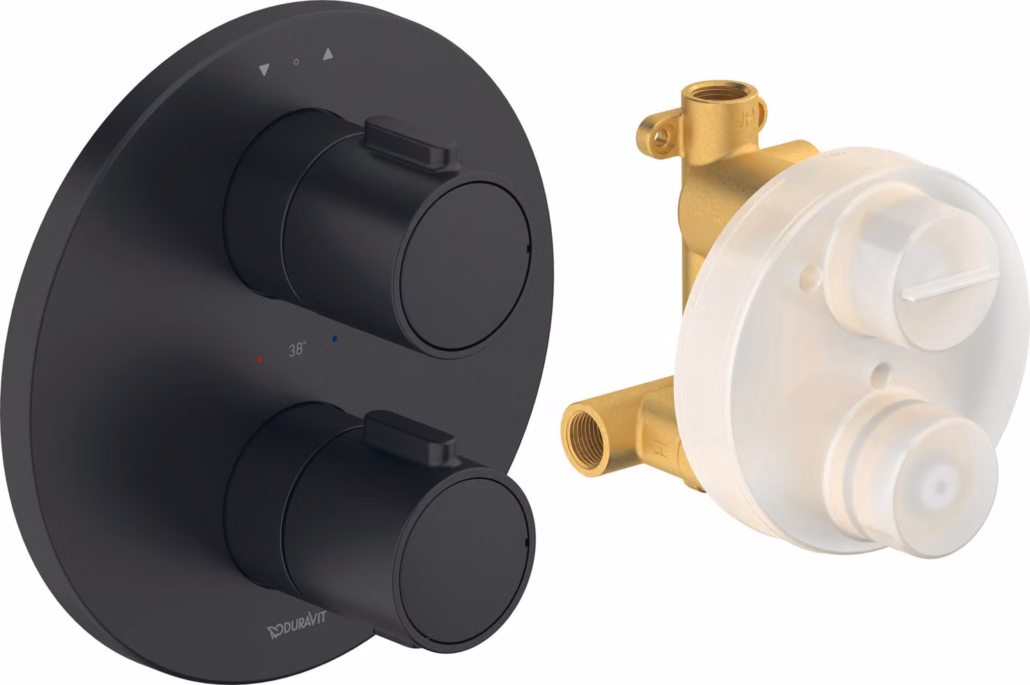 Robinetterie thermostatique Duravit Set thermostatique encastré, rosace ronde, 2 consommateurs, 24 l/min, TH4200008046, TH4200008046