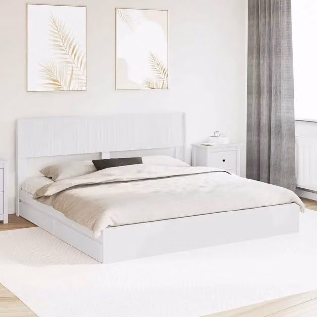Struttura del letto con stoccaggio e testata Bianco 3414359