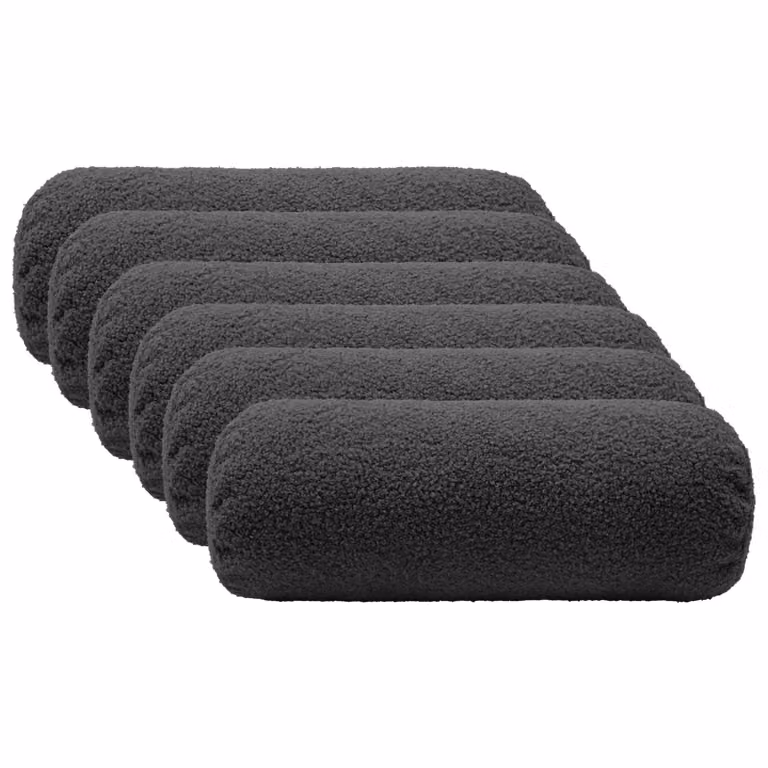 Set di 6 federe rotonde vidaXL HEERLEN in tessuto bouclé grigio scuro Ø 15 x 40 cm