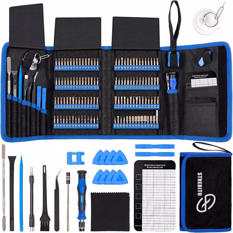 Set di cacciaviti di precisione per elettronica, 142 pezzi, con 120 punte, magnetici, per iPhone, MacBook, computer, colore blu