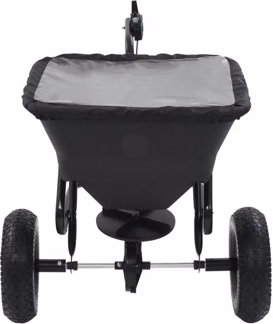 Spargisale manuale vidaXL in PVC e acciaio nero L/P/H: 125 x 74 x 79 cm, capacità 45 L