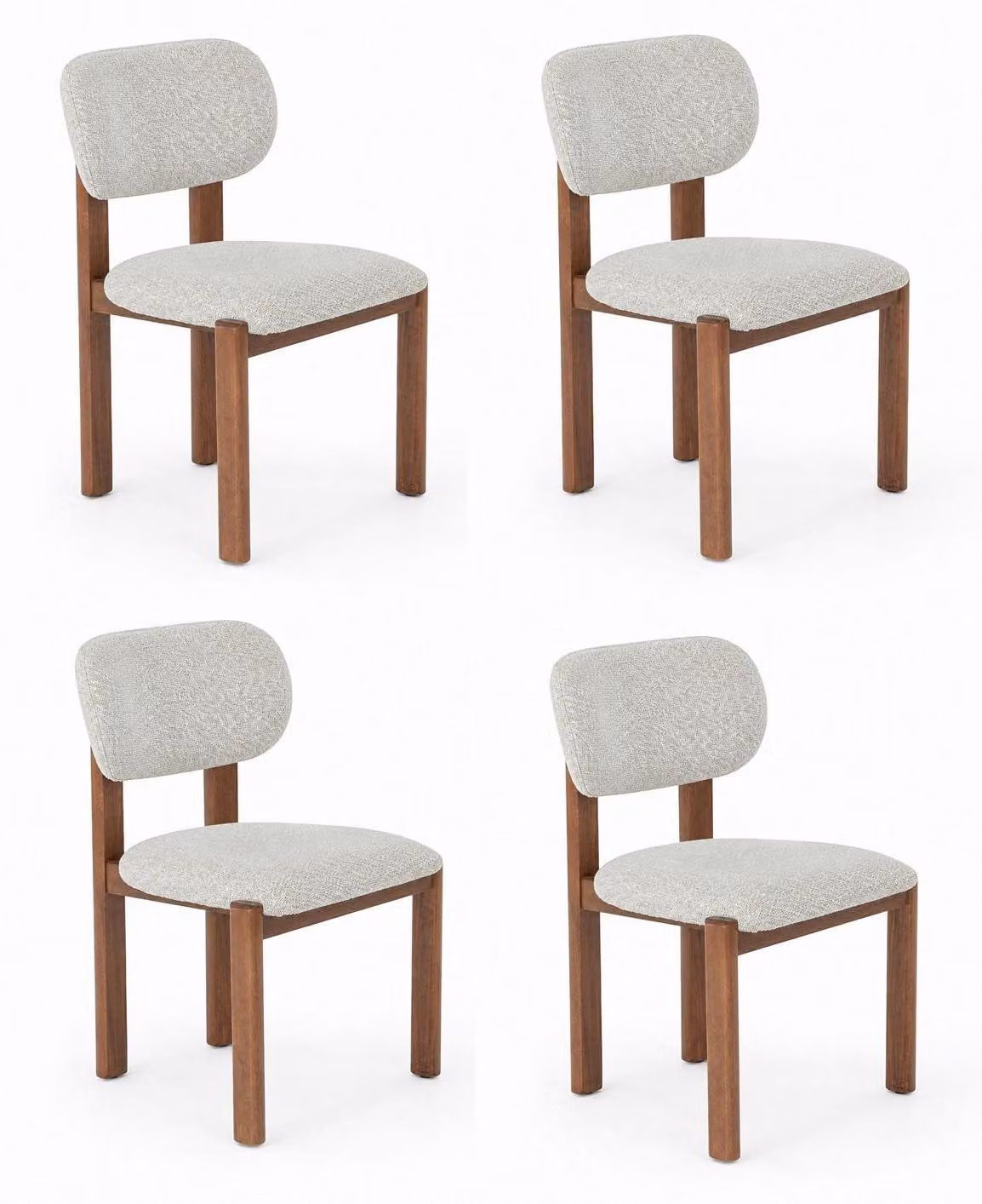 4 sedie moderne, bianche, dal design elegante, ideali per la sala da pranzo, confortevoli e luminose