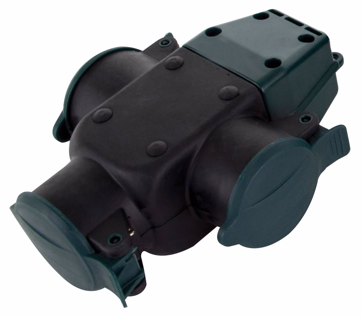 Presa multipla tripla, grado di protezione IP44 (resistente agli schizzi), 16A, in termoplastica, adatta per l'uso in giardino e in campeggio