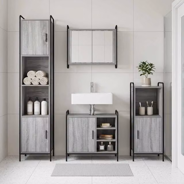 Set di Armadi da Bagno 3 pz Sonoma grigio 40 x 36 x 99,5 cm 3444510