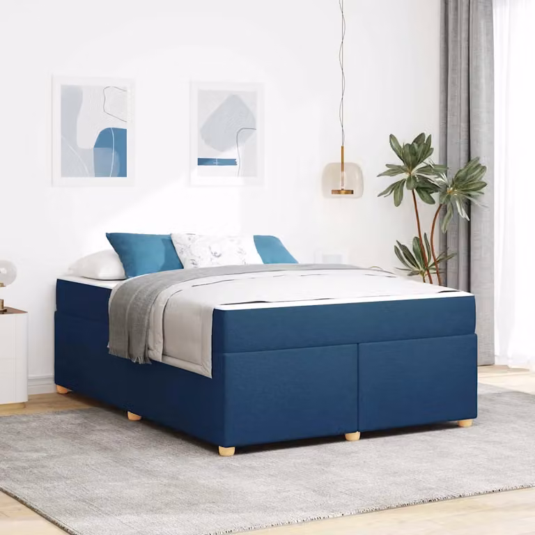 Struttura del letto con materasso vidaXL in tessuto blu, L 160 x P 200 cm