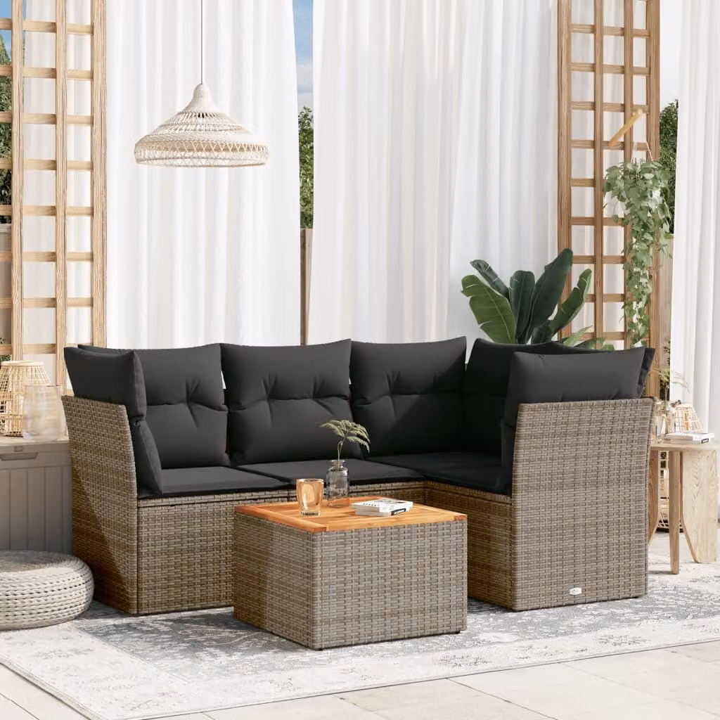 Maison Exclusive - Set divani da giardino 5 pezzi con cuscini grigio polyrattan