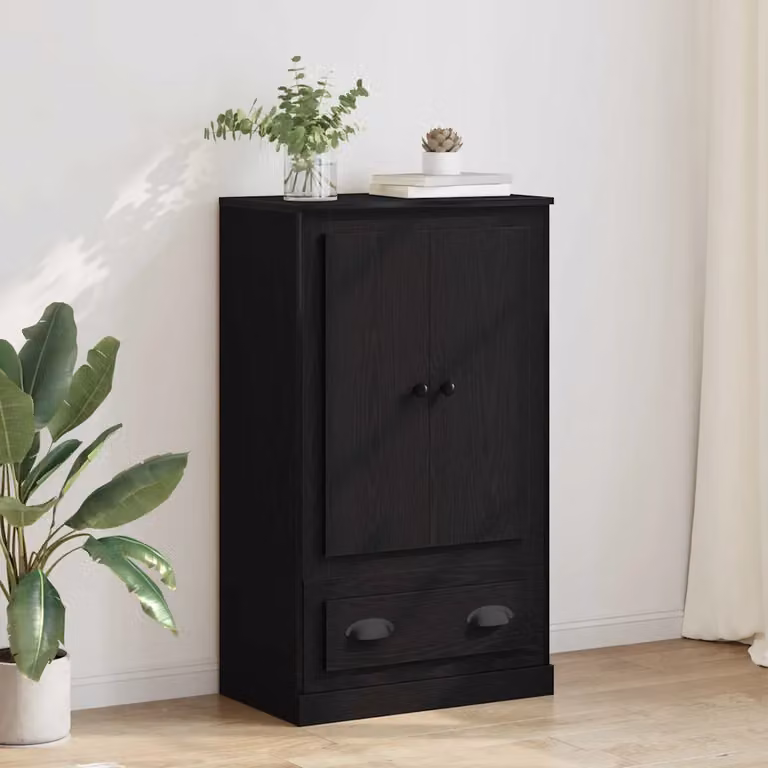 Credenza moderna vidaXL in legno ingegnerizzato MDF, colore Rovere Nero, L 60 x P 35,5 x H 103,5 cm