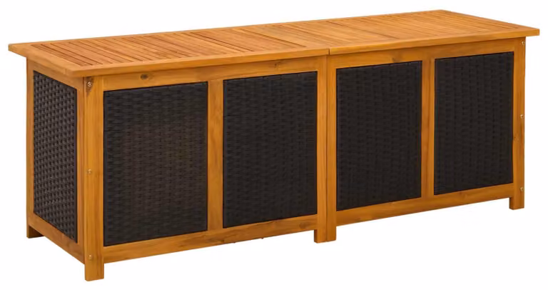 Contenitore da giardino in legno massello di acacia, capacità 243 litri, dimensioni 150 x 50 x 56 cm, colore nero
