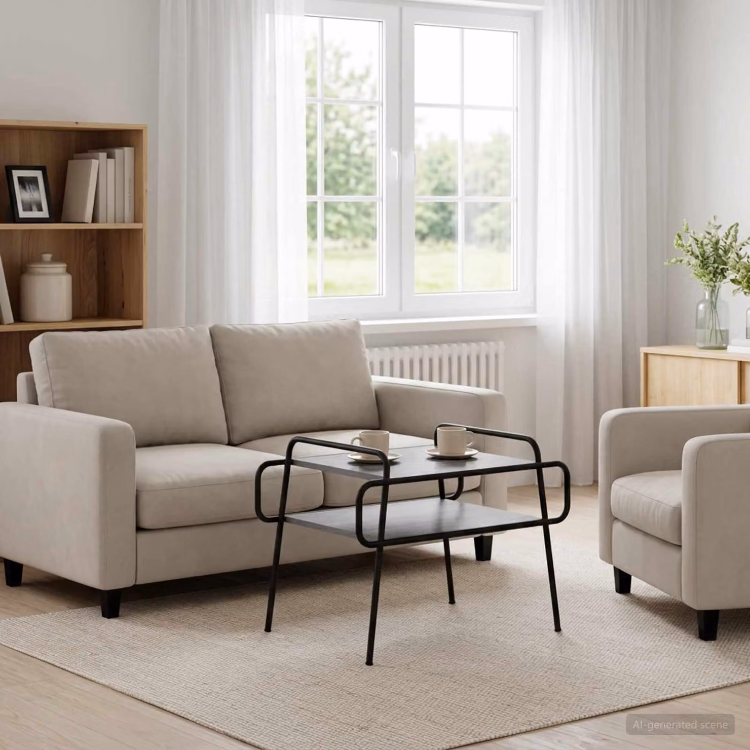 vidaXL Tavolino da salotto moderno rettangolare grigio e nero L: 70 cm, P: 50 cm, H: 51 cm