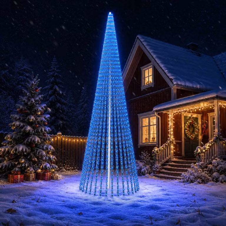 vidaXL Albero di Natale LED 470 cm 1504 LED Blu Acciaio Verde