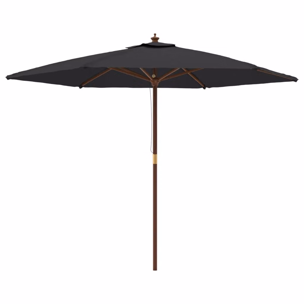 Ombrellone da Giardino con Palo in Legno Nero 299x240 cm