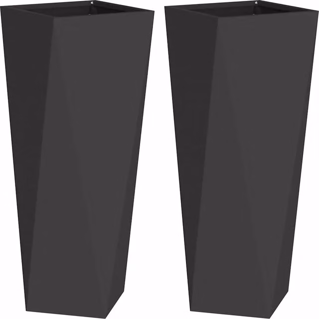 Set di 2 fioriere da esterno HELLOSHOP26 in acciaio nero, L/P/H: 30 x 30 x 75 cm