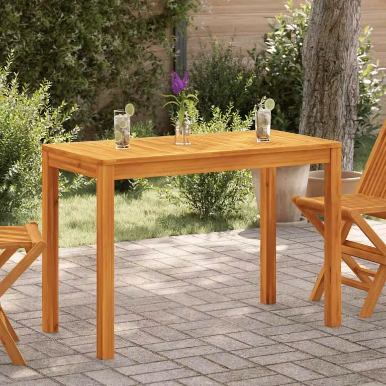 vidaXL Tavolo da Giardino Rettangolare in Legno di Acacia Oiled Marrone L: 110 cm, P: 55 cm, H: 75 cm