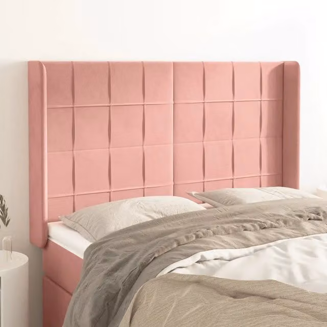 Testiera con Orecchie Design Mania in Velluto Rosa L: 147 cm, P: 16 cm, H: 118/128 cm