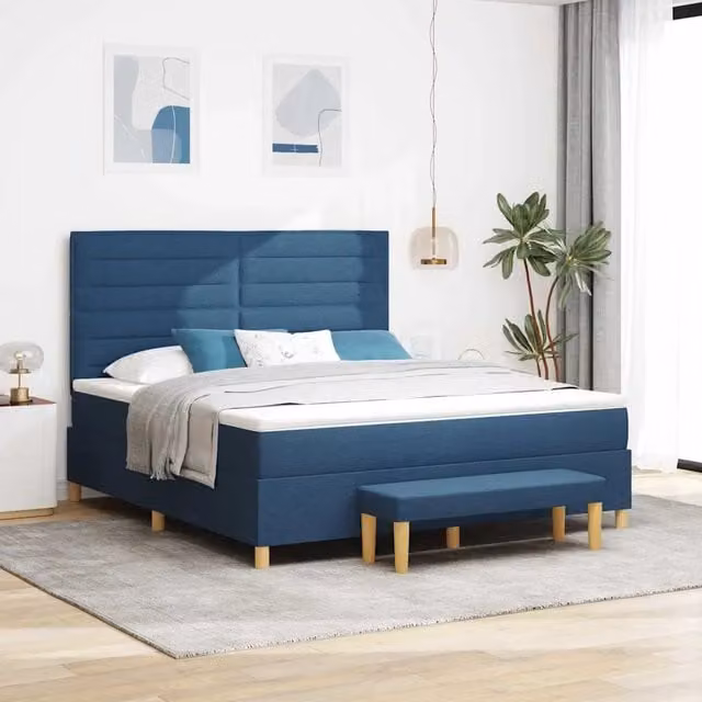 Letto a molle con testiera vidaXL in tessuto blu L: 180 cm, P: 200 cm, H: 203 cm – 1
