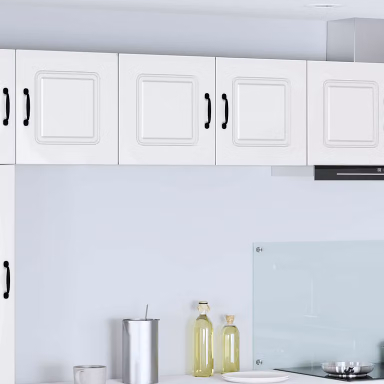 vidaXL Pensile da cucina Kalmar Bianco Lucido con ante a battente e ripiani interni L 80 x P 31 x H 40 cm