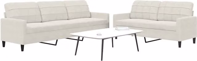 Set di 2 divani moderni vidaXL in velluto beige con cuscini e struttura in metallo