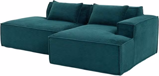 Divano in tessuto compatto 235 cm con doppio cuscino e imbottitura a molle, design moderno per piccoli spazi