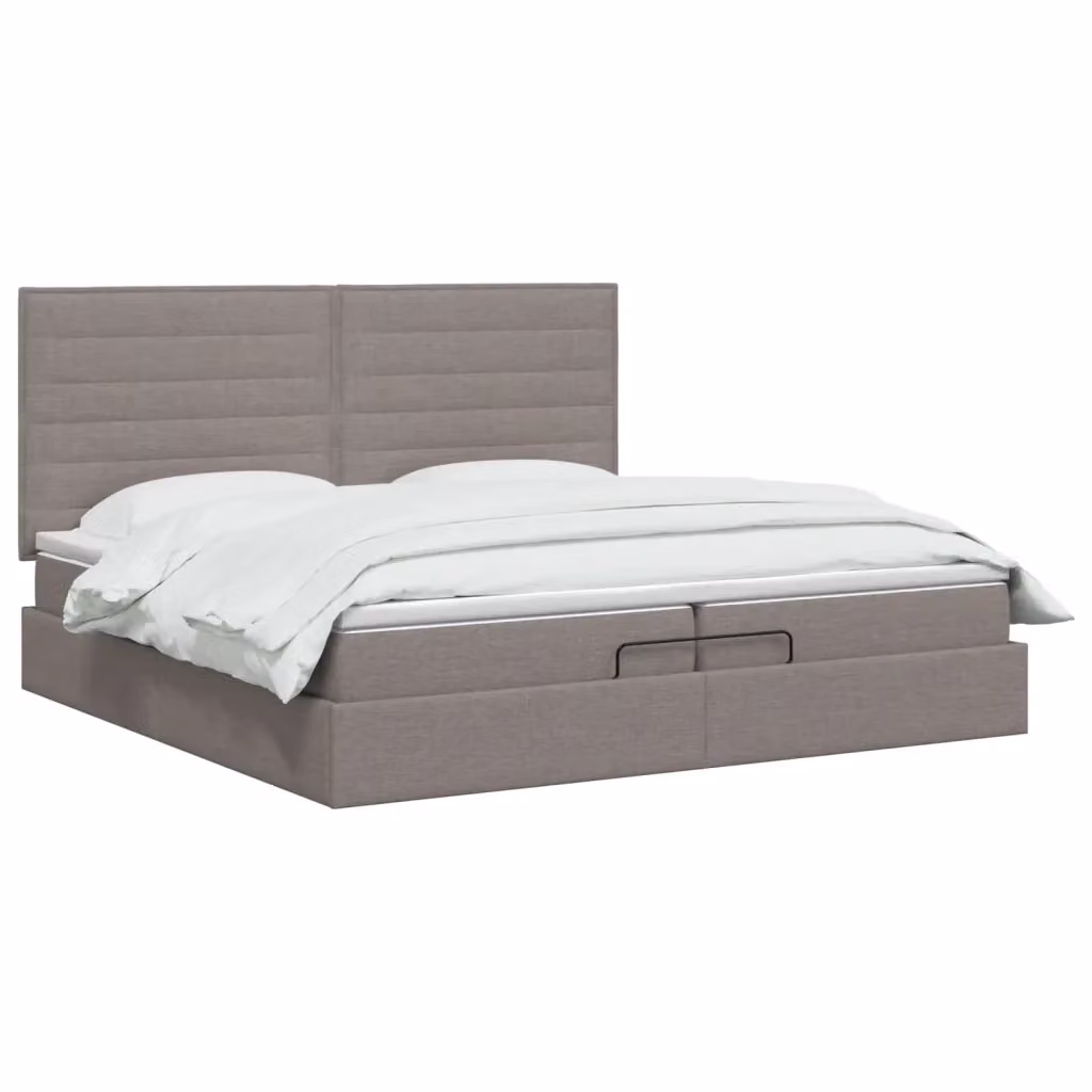 Letto matrimoniale con contenitore a sollevamento vidaXL in tessuto beige e legno L: 200 cm, P: 200 cm, H: 140 cm – 2