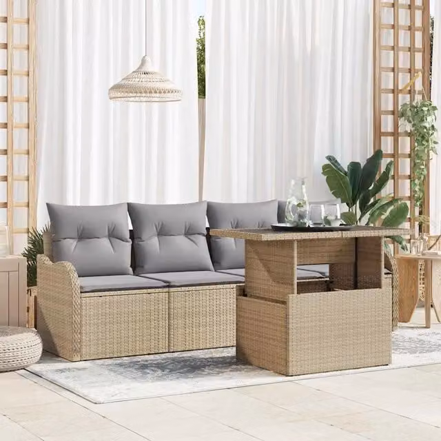 Set Divano da Giardino 5 pz 4-Numero di posti Beige 3357103