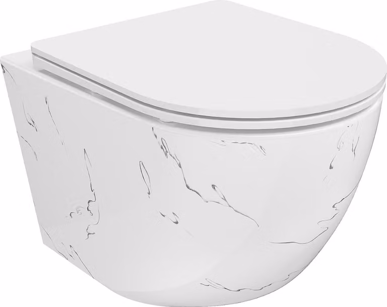 Mexen Lena vaso WC Rimless con sedile slim a chiusura rallentata, duroplast, pietra bianca - 30224093