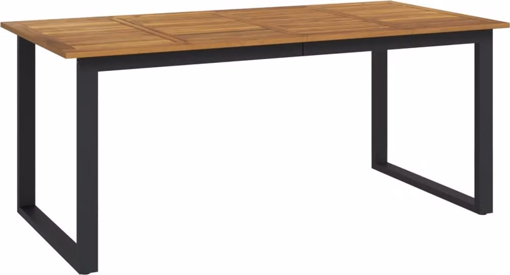 Tavolo da giardino con gambe a forma di "U" in legno massello di acacia, dimensioni 180x90x75 cm