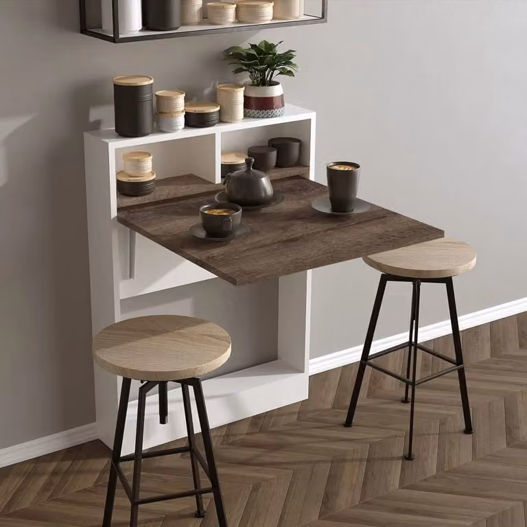 Tavolo da pranzo rettangolare pieghevole in legno Hanah Home Beige e Bianco L: 70 cm, P: 15 cm, H: 96 cm