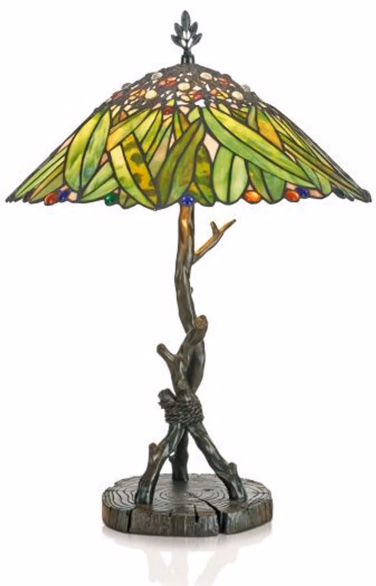 Lampada da tavolo Casa Padrino, design ispirato alle foglie di banana, multicolore, diametro 40 cm, lampada per il soggiorno