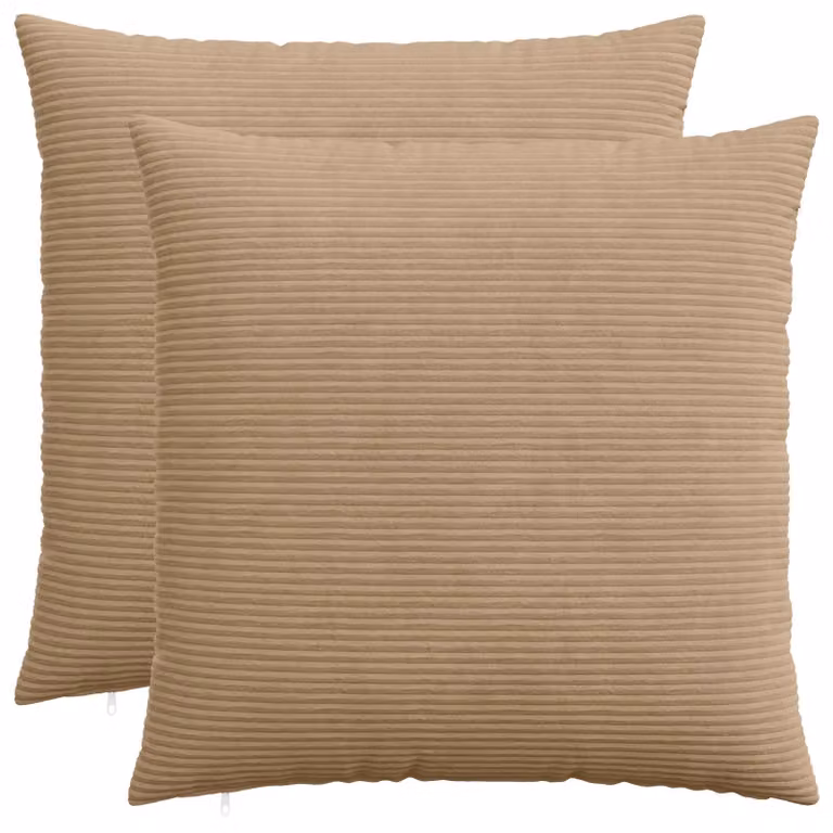Set di 2 federe vidaXL HEERLEN in velluto a coste marrone, L 65 cm x P 65 cm