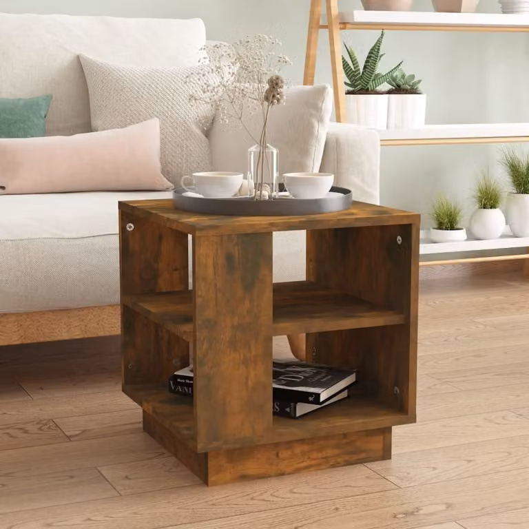 The Living Store tavolino in rovere fumé 40x40x43 cm materiale a base di legno