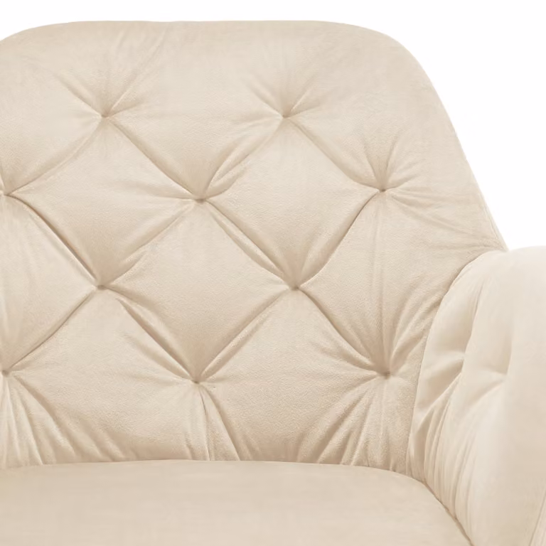 Poltrona girevole TecTake GmbH in velluto beige con braccioli e funzione auto-ritorno per la tua zona pranzo