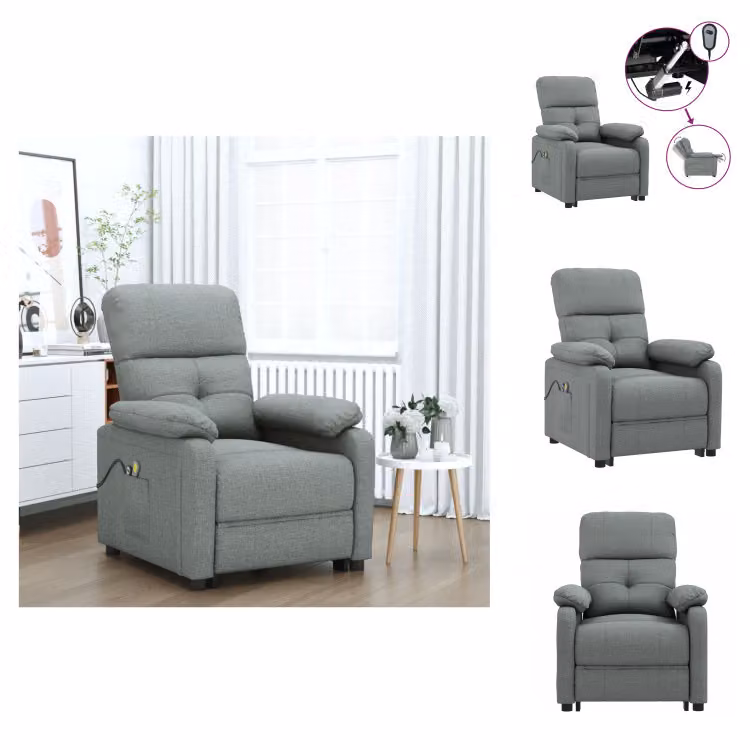 vidaXL Sedia da massaggio elettrica in tessuto grigio scuro - Sedia da massaggio