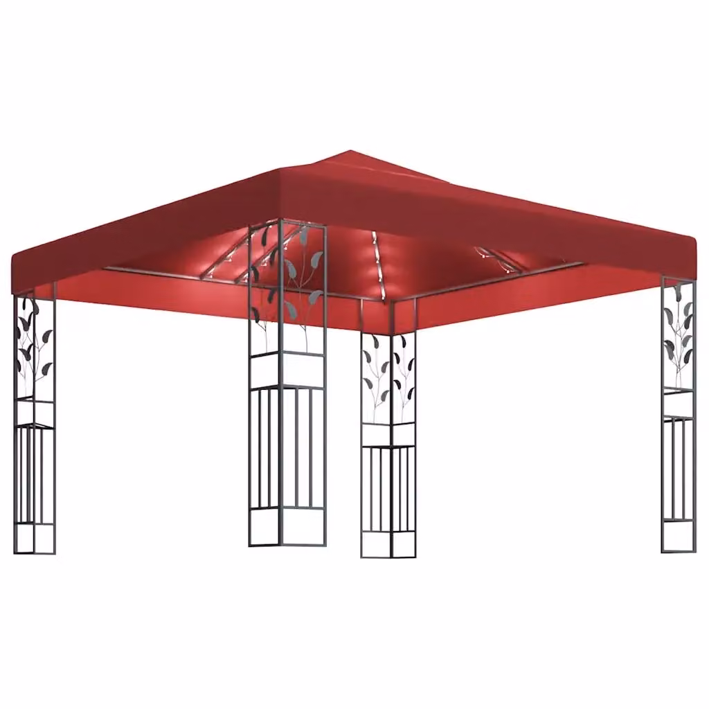 Gazebo vidaXL con stringa di luci LED rosso L: 300 cm, P: 300 cm, H: 250 cm – 2