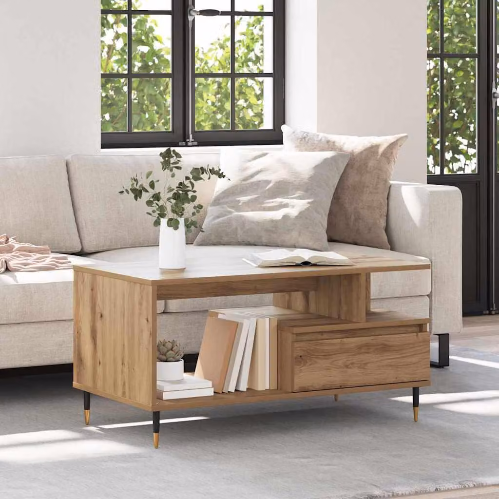 Maison Exclusive - Tavolino Artisan in rovere 90 x 49 x 45 cm Materiale ligneo