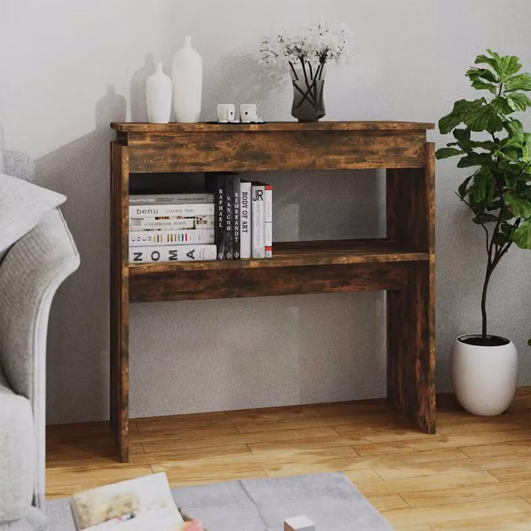 vidaXL Tavolino Consolle in Legno Rovere Fumo, L 80 cm x P 30 cm x H 80 cm