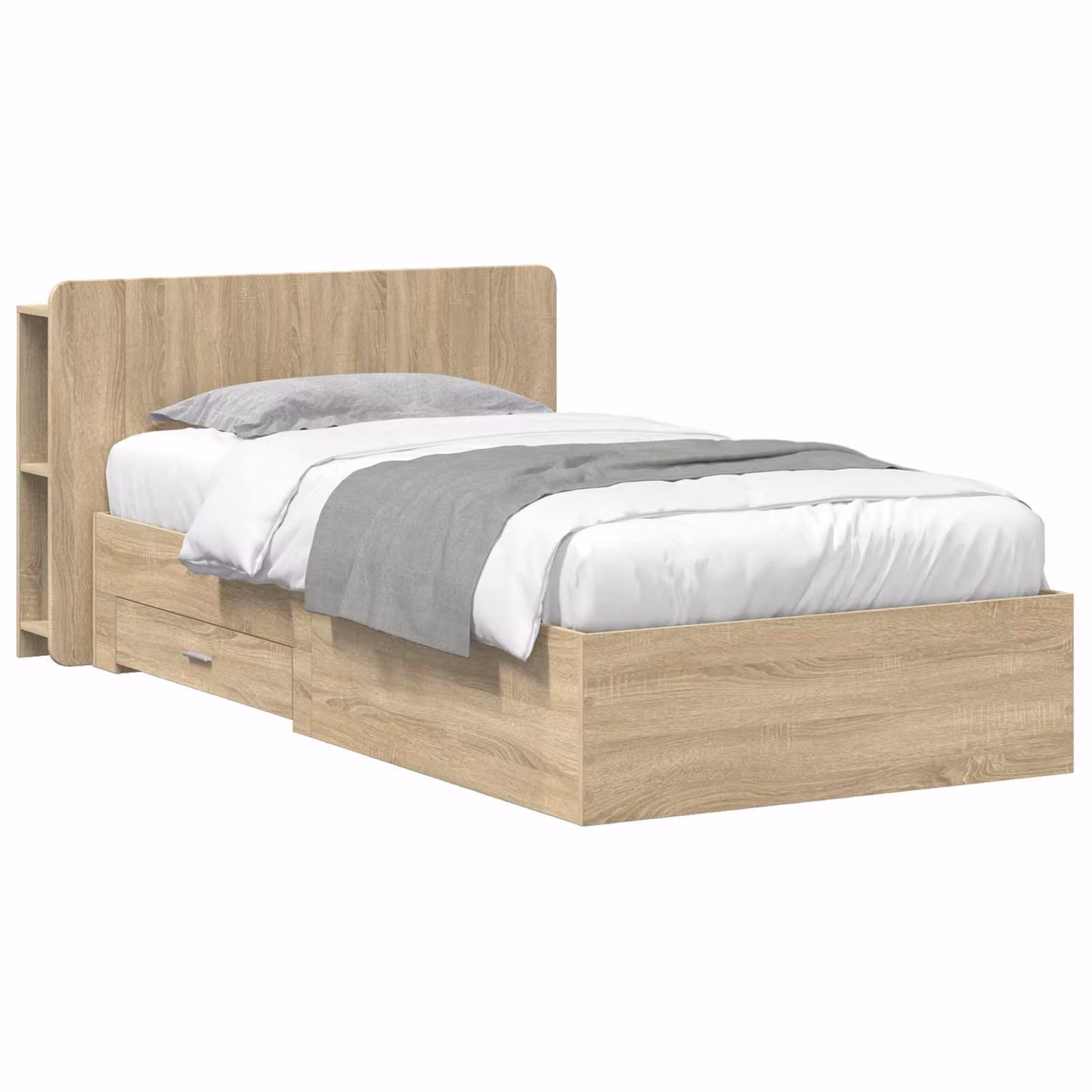 vidaXL Telaio letto con contenitore moderno in Rovere Sonoma marrone L 200 cm x P 100 cm x H 119,5 cm