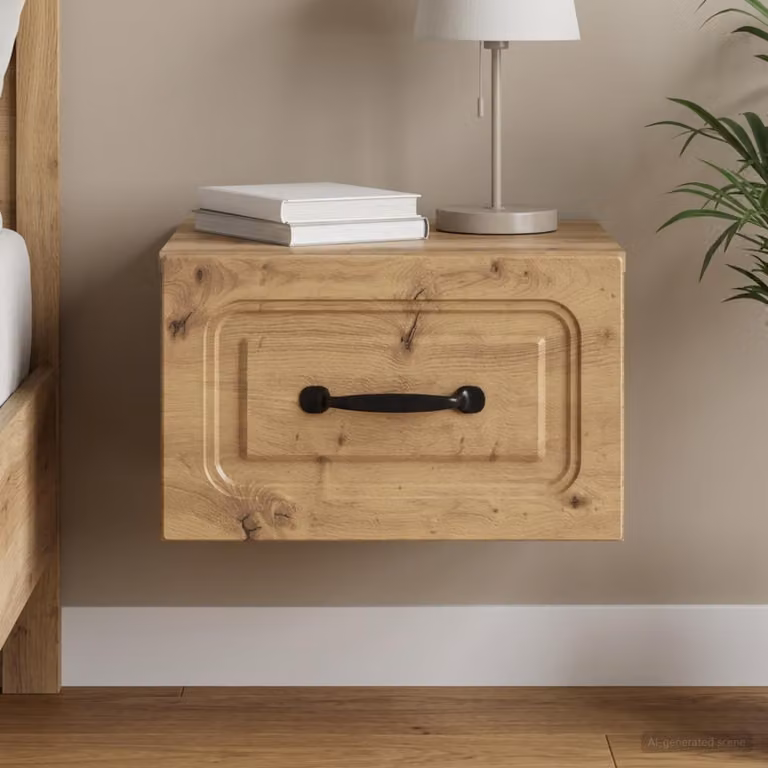 vidaXL Mobiletto da notte sospeso moderno marrone L: 34,5 cm, P: 33 cm, H: 20 cm