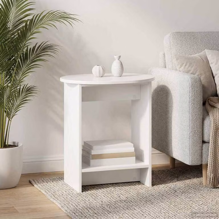 vidaXL Tavolo laterale rettangolare Bianco Lucido L/P/H: 50 x 39,5 x 55 cm